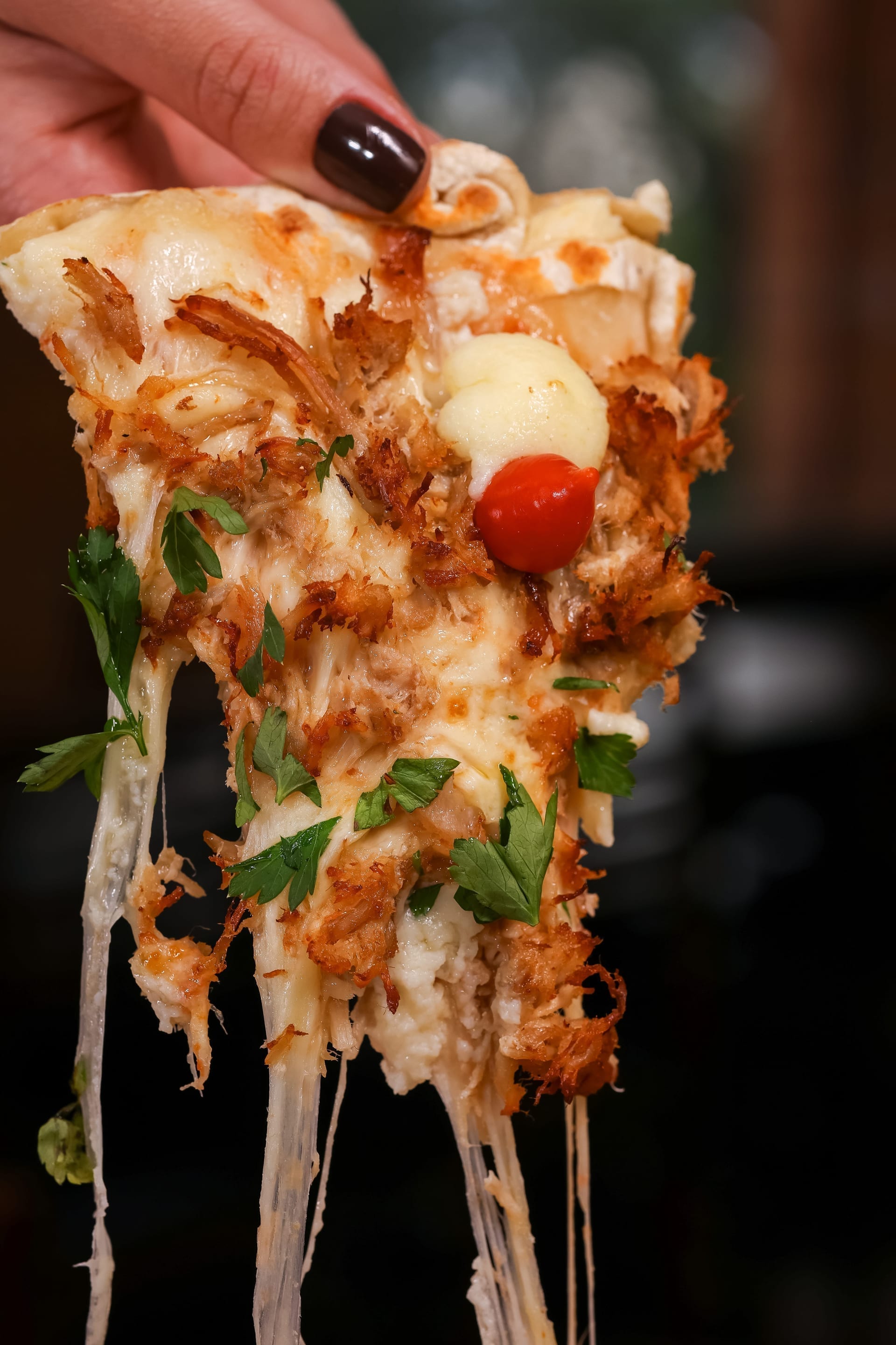 Pizza com queijo derretendo